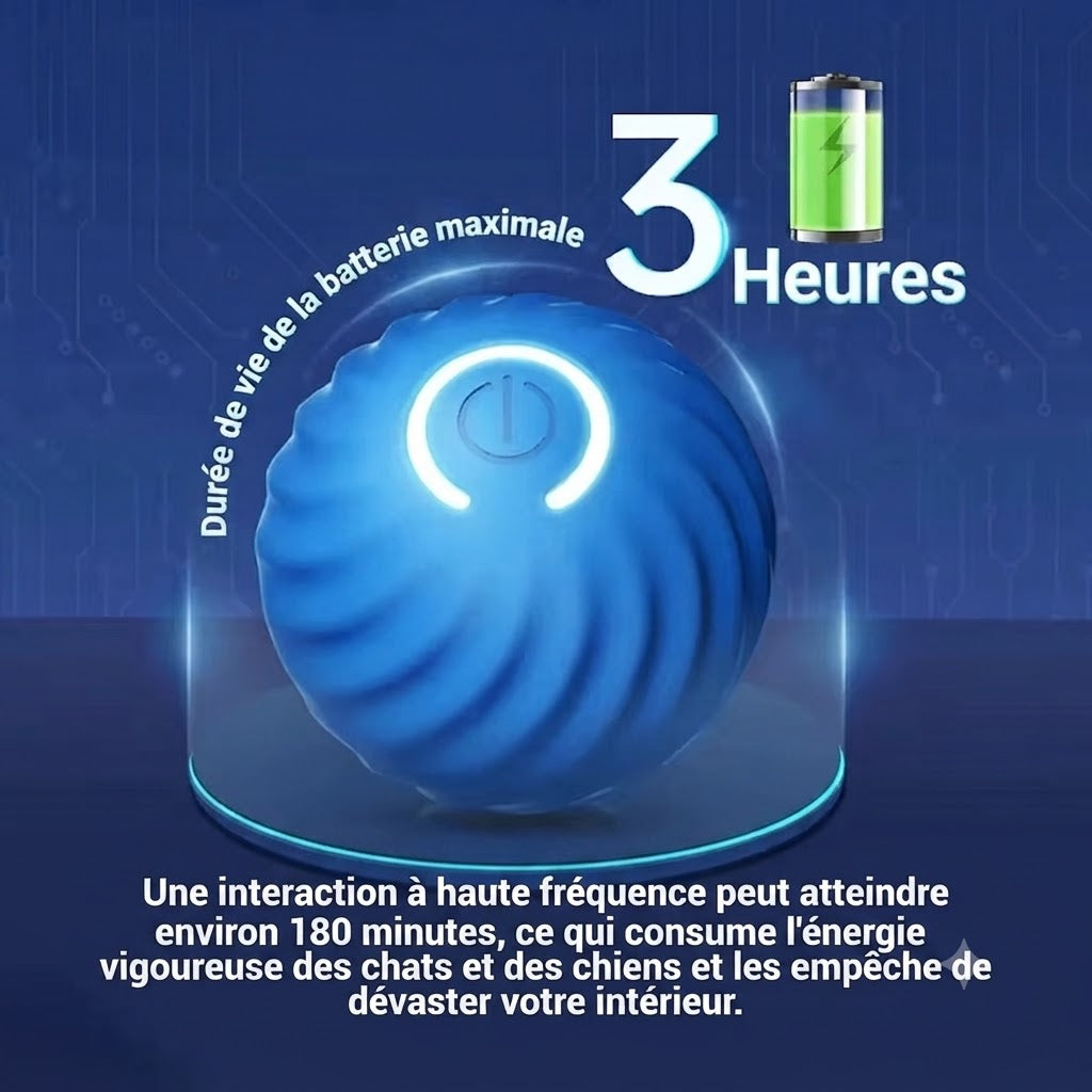 Balle Interactive Intelligente pour Chiens – Jouet à Rebond Automatique, Roulement Rotatif et Recharge USB – Le compagnon idéal pour occuper votre chiot et éviter l'ennui.