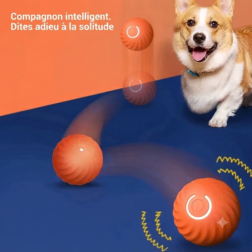 Balle Interactive Intelligente pour Chiens – Jouet à Rebond Automatique, Roulement Rotatif et Recharge USB – Le compagnon idéal pour occuper votre chiot et éviter l'ennui.
