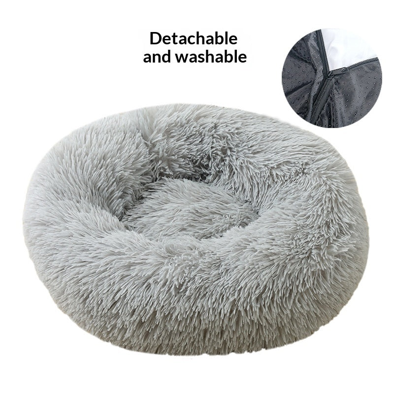 Panier Rond en Peluche Douce pour Chat